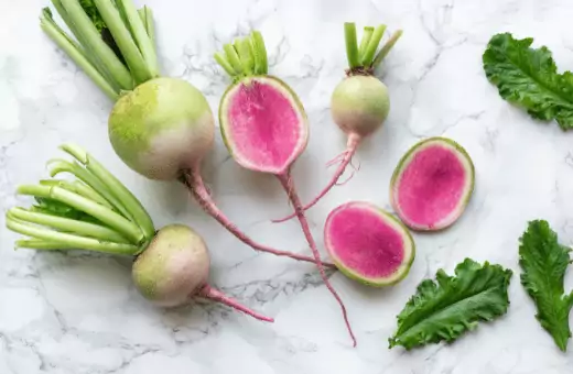 use watermelon radish instead of daikon radish. it's also a perfect choice.