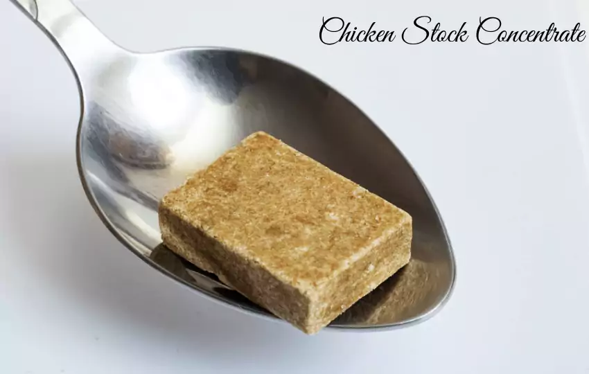 the chicken stock concentrate is slow-cooked recipe, rice, very gelatinous, and is hugely concentrated with chicken flavor.