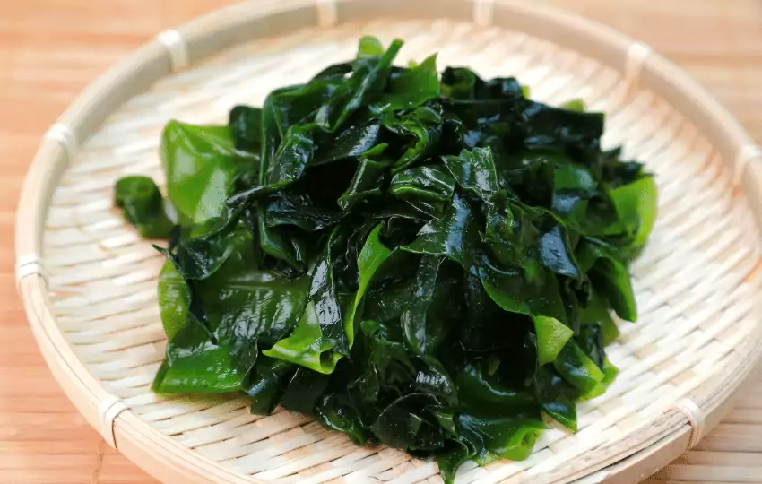 wakame is a popular brown seaweed and can be found dried in asian supermarkets. It's sold dried and has to be soaked before it's eaten.