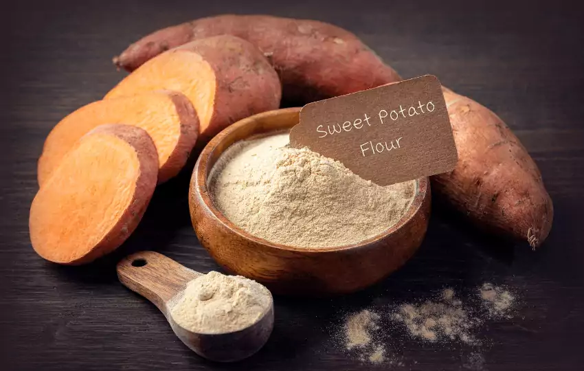 Sweet Potato Flour is made from dried, ground sweet potatoes. It has a slightly sweet taste and can be used as a gluten-free substitute for all-purpose flour. 